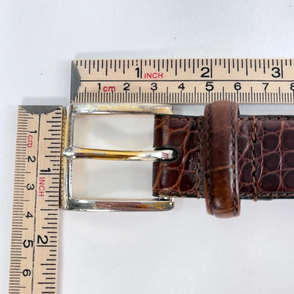 Polo Ralph Lauren Belt Brown Crocodile Embossed Italian Leather 36